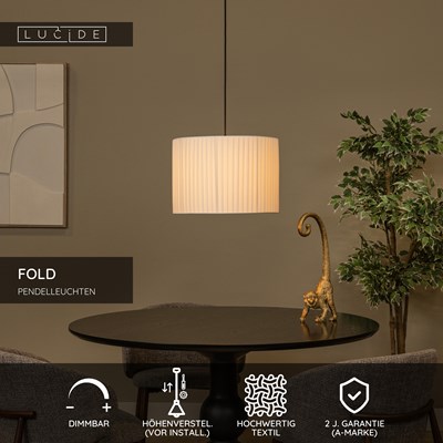 Lucide FOLD - Pendelleuchten - Ø 40 cm - 1xE27 - Weiß